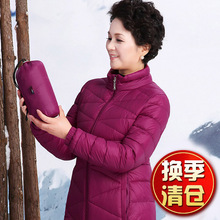 中老年羽绒服女短款妈妈轻薄款外套中年秋装老年人奶奶上衣清仓图片