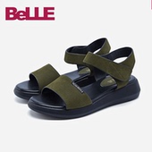 Belle/百丽凉鞋夏季商场牛皮厚底平跟舒适女鞋R5L1DBL7