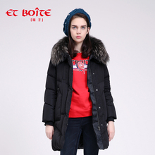 Et Boite/法文箱子中长款连帽貉子毛领时尚加厚羽绒服女E172K025图片