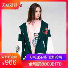 Et Boite/法文箱子秋季拼接撞色潮流韩版连帽上衣外套女E182K003图片