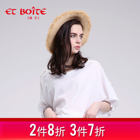 Et Boite/法文箱子新品蝙蝠袖蕾丝镂空上衣白衬衫女夏 E181S015商品大图