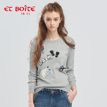 Et Boite/法文箱子宽松毛衣长袖绣花套头针织衫女E162D002图片