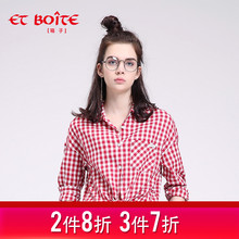 Et Boite/法文箱子衬衣女2018新款 夏季格子长袖衬衫女 E181S036图片