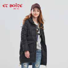 Et Boite/法文箱子时尚带毛领外套侧边拉链羽绒服女长款E162K030图片