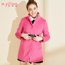 阿依莲2018冬季新款韩版修身女士外套收腰显瘦百搭呢料大衣图片