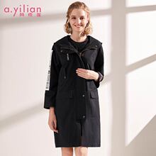 阿依莲2018秋季新款女中长款韩版潮休闲原宿风个性带帽棒球服外套图片