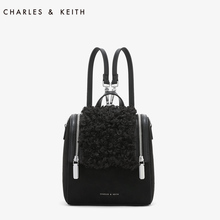 CHARLES&KEITH 双肩包 CK2-60270153 毛绒双拉链饰女士双肩包