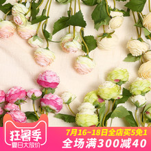 三头露莲仿真花 台面芍药装饰花 现代茶花简约客厅时尚摆件家居