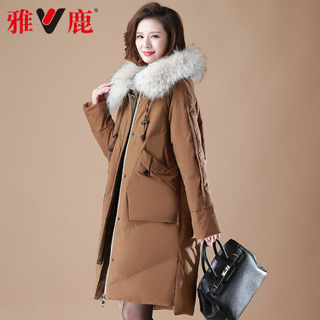 雅鹿中老年羽绒服女中长款2018冬装新款妈妈加厚外套中年女装洋气商品大图