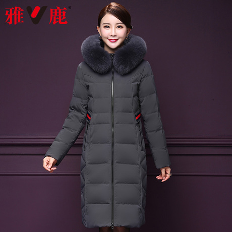 雅鹿妈妈装冬装羽绒服女40-50岁中老年女装加厚外套中长款棉衣袄商品大图