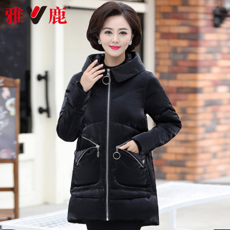 雅鹿品牌妈妈冬装羽绒服40岁50气质中老年女休闲保暖棉袄厚外套潮商品大图