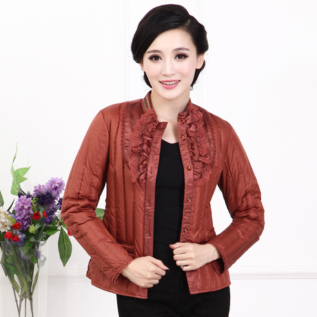 冬季新款轻薄修身短款内穿羽绒服内胆女中老年长袖妈妈装保暖内衣商品大图