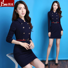 职业装女装套装春秋长袖套裙空姐制服连衣裙白领正装美容师工作服图片