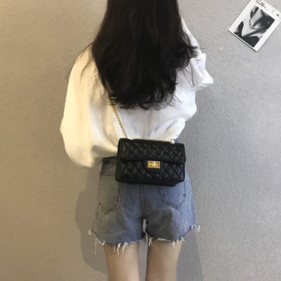 包包女2018秋冬新款潮韩版百搭斜挎单肩时尚菱格链条包迷你女包