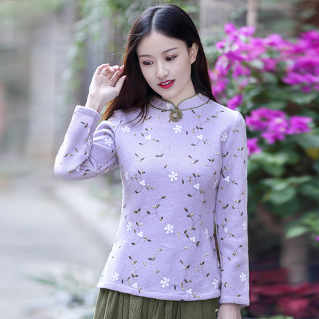 伶俐柠檬原创自制女装30565绣花针织复古中国风短外套民国风商品大图