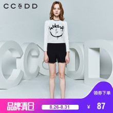 CCDD年春新款专柜正品字母印花亮片上衣打底套头针织衫女修身图片