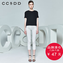 CCDD夏装新品专柜正品时尚气质女圆领流苏短袖休闲衬衫黑色潮图片