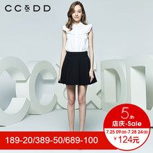 CCDD2018夏装新品专柜正品气质修身显瘦立领飞飞袖衬衫女打底上衣图片