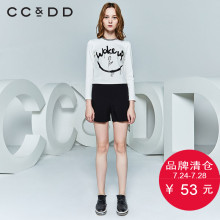 CCDD年春新款专柜正品字母印花亮片上衣打底套头针织衫女修身图片
