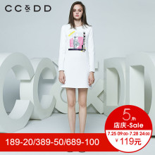 CCDD2018春装新品专柜正品时尚休闲圆领字母印花长袖t恤连衣裙女图片
