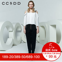 CCDD2018夏装新品专柜正品韩版宽松字母吊带飘带九分袖衬衫女上衣图片