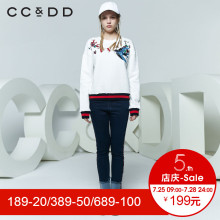 CCDD2018春装新品专柜正品时尚鸟语花香刺绣套头卫衣女休闲上衣潮图片