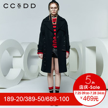 CCDD2018春装新品专柜正品时尚休闲系带毛呢大衣女中长款韩版外套图片