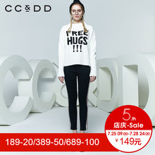 CCDD2018春装新品专柜正品字母圆领落肩长袖套头针织衫女韩版毛衣图片