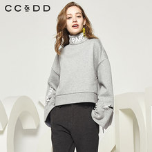 CCDD2018秋装新品专柜正品时尚直筒舒适字母套头圆领衫女长袖上衣图片