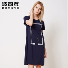 波司登2018春夏新款女宽松时尚运动简约短袖连衣裙T恤裙B80426308图片