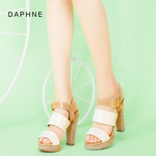 Daphne/达芙妮专柜夏款凉鞋罗马风防水台超高跟粗跟女凉鞋