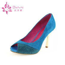 浅口羊皮水钻细高跟鞋 达芙妮女鞋 鱼嘴单鞋 春季新款 Daphne