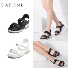 Daphne/达芙妮正品女鞋 夏季款休闲平跟厚底舒适学生范坡跟女凉鞋
