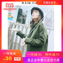 然与纯2018冬装新款毛呢外套女短款军绿色宽松休闲森女系呢子大衣图片