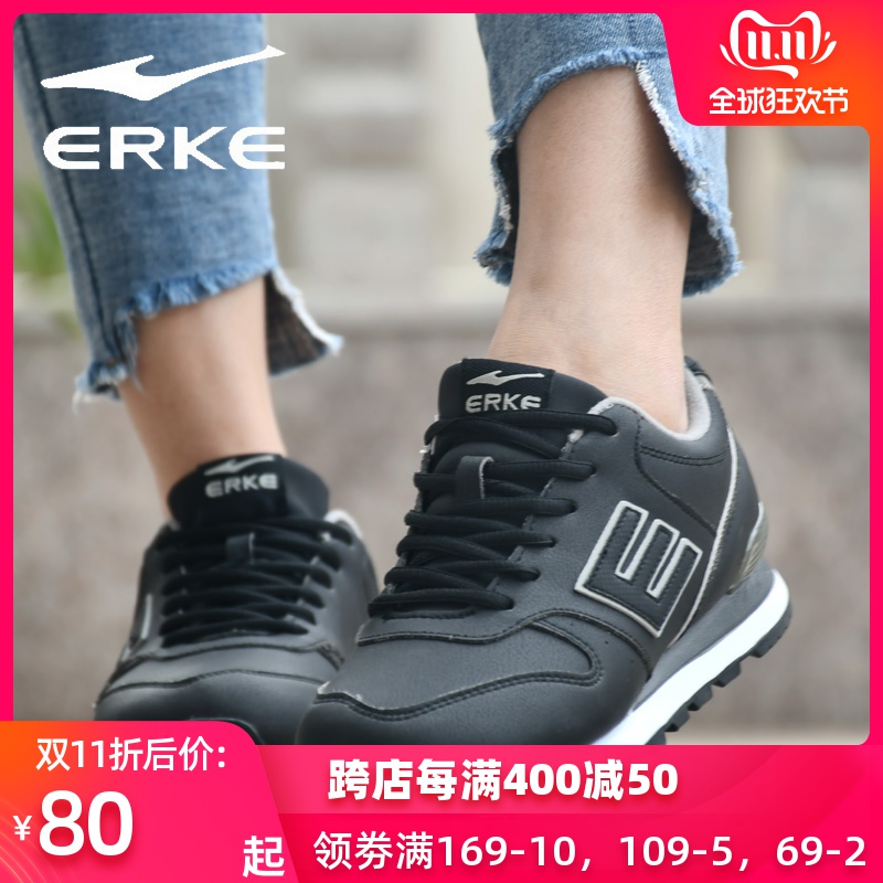 ERKE Women's Shoes High top Sneakers Plush Warm Casual Shoes High rise Women's Cotton Shoes Wear resistant Board Shoes