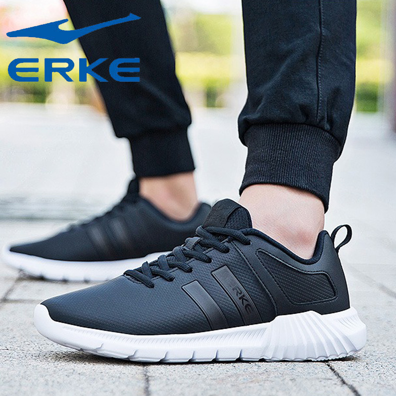 ERKE Sports Shoes Men's Shoes Leather upper Couple Running Shoes Summer New Waterproof Casual Shoes Light Men's Shoes
