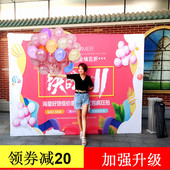 折叠婚庆舞台背景板签到墙 喷绘布快展广告架 拉网展架KT板展板架