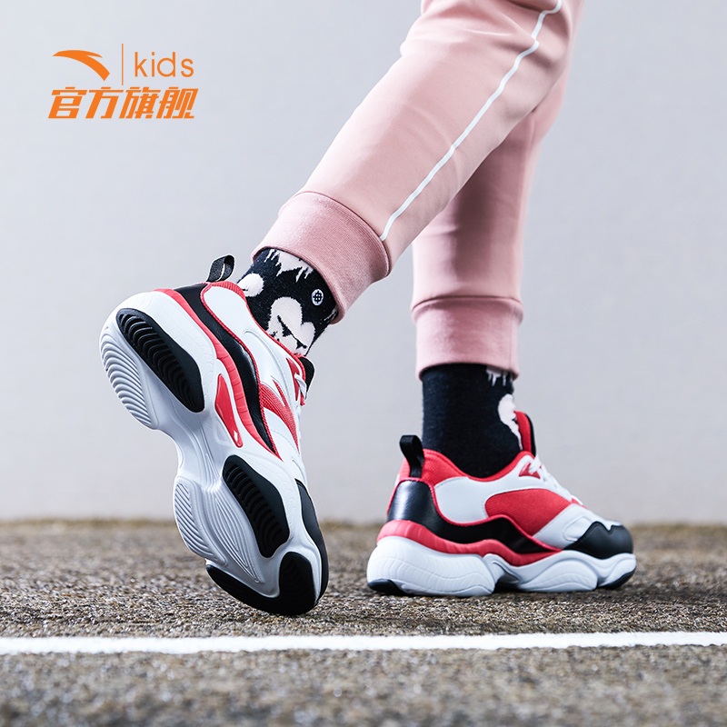 Anta Children's Shoes 2019 New Leather Face Boys' Casual Shoes Children's Net Red Dad Shoes Running Shoes Girls' Sports Shoes