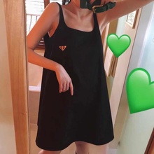 娃娃裙 吊带背心裙 imfann P家三角铭牌小黑裙 泫雅同款 新款