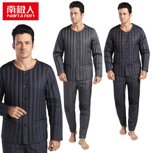 羽绒内衣内外穿羽绒裤 中老年圆领羽绒服套装 南极人羽绒内胆男套装