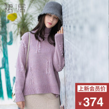裙居高领毛衣针织衫女套头2018新款秋冬季打底衫宽松文艺羊毛衫女图片