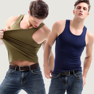 弹力紧身莫代尔纯色运动背心