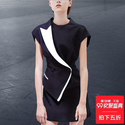忆丝涵欧美时尚中长款连衣裙女2018夏装新款短袖修身直筒裙