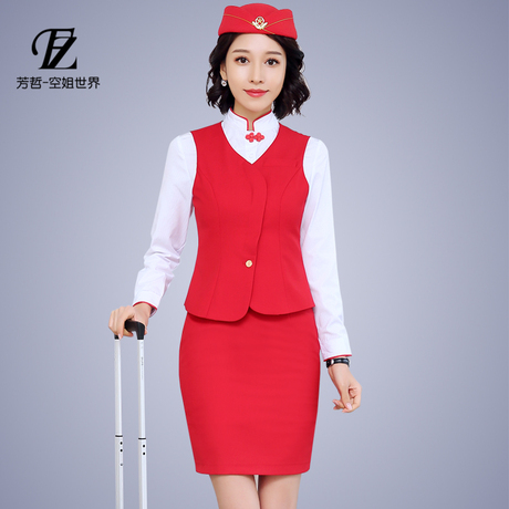 东航空姐制服职业套装女装马甲套裙艺考工装长袖酒店前台工作服春商品大图