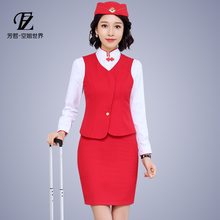 东航空姐制服职业套装女装马甲套裙艺考工装长袖酒店前台工作服春图片