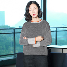 卫衣2018新款女长袖韩版条纹针织衫春秋季女装慵懒风短款毛衣外套图片