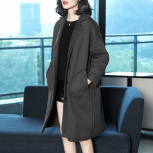 阿吉多女装2018秋冬新款气质英伦风大衣加厚宽松纯色长款风衣外套图片