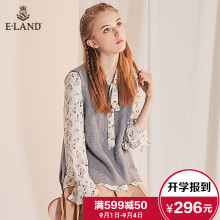 ELAND春季女装韩版时尚纯色开口绑带可调节微弹套头针织马甲衫女图片