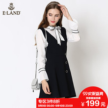3件8折|ELAND衣恋女装韩版简约收腰显瘦纯色吊带背带连衣裙图片