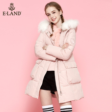 ELAND衣恋女装可拆卸毛边贴花羽绒服外套EEJD78T03I图片